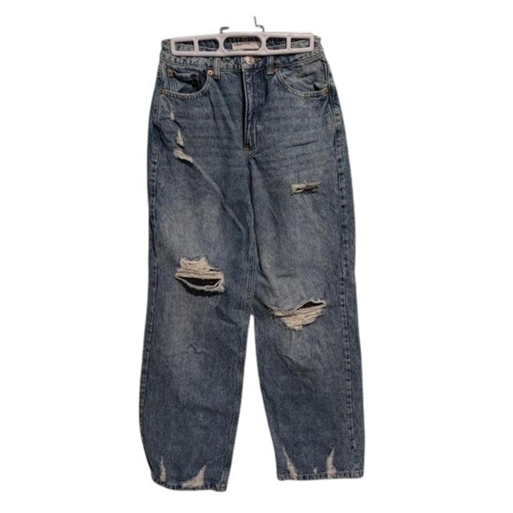 Garage Denim Street Wide Leg Distressed Jeans Blue Size 0 24 High Rise Frayed